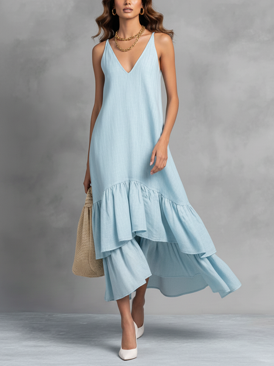 Amelia | Chic V-Neck Tiered Maxi Summer Dresses