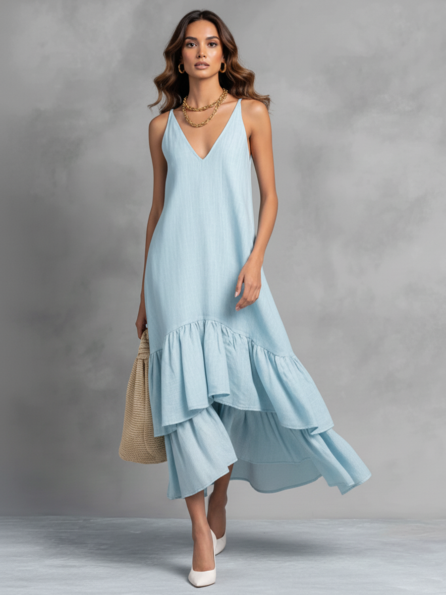 Amelia | Chic V-Neck Tiered Maxi Summer Dresses