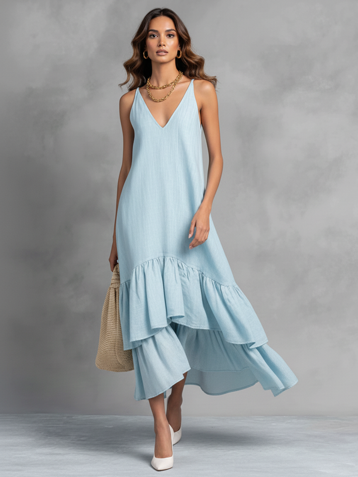 Amelia | Chic V-Neck Tiered Maxi Summer Dresses