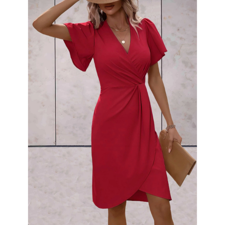 Amelia | Cosy Wrap Flutter Sleeve V-Neck Cocktail Dress
