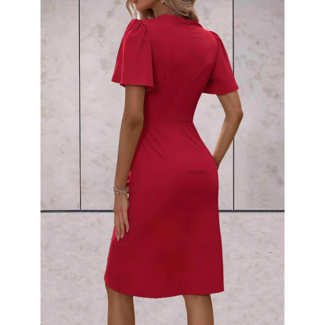 Amelia | Cosy Wrap Flutter Sleeve V-Neck Cocktail Dress