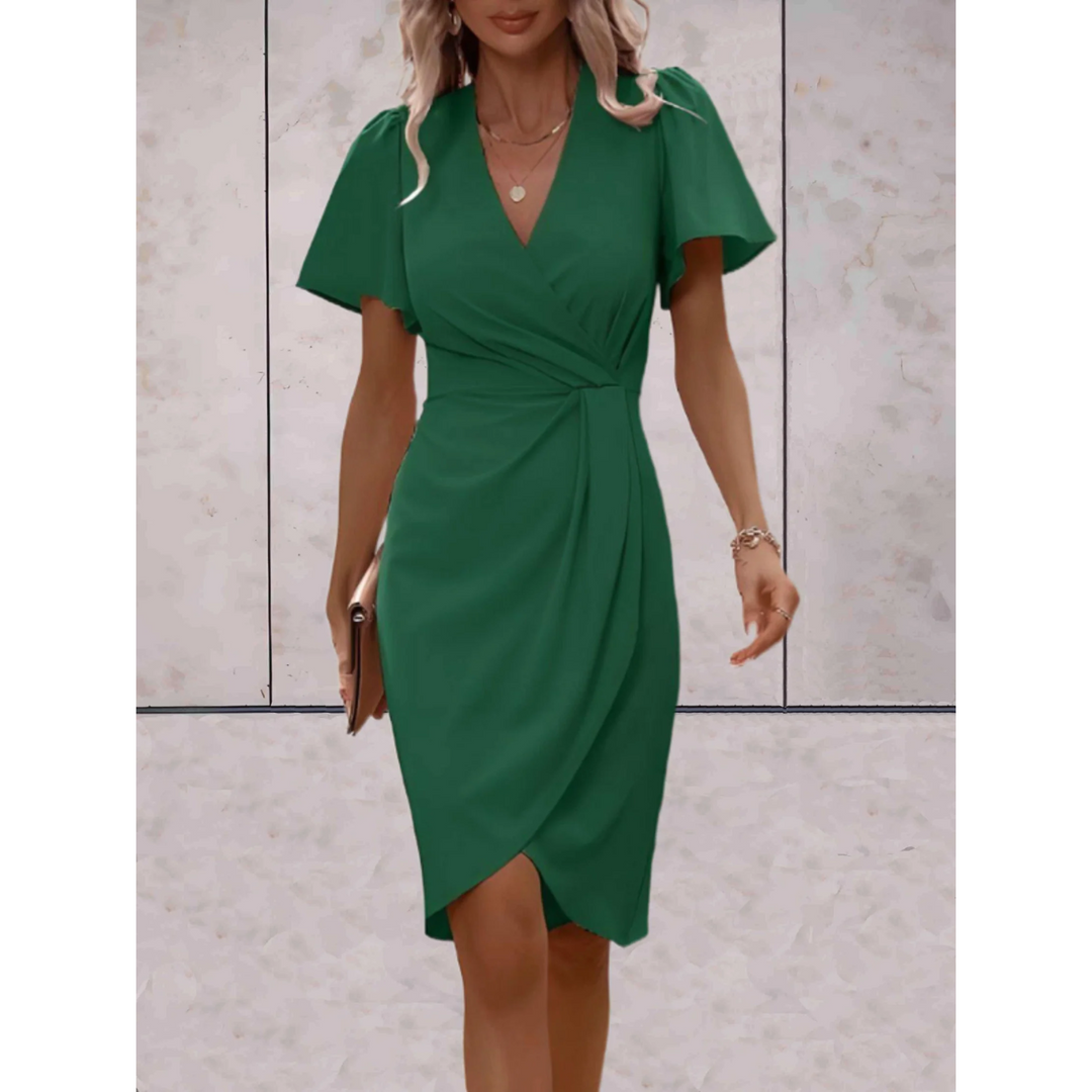 Amelia | Cosy Wrap Flutter Sleeve V-Neck Cocktail Dress