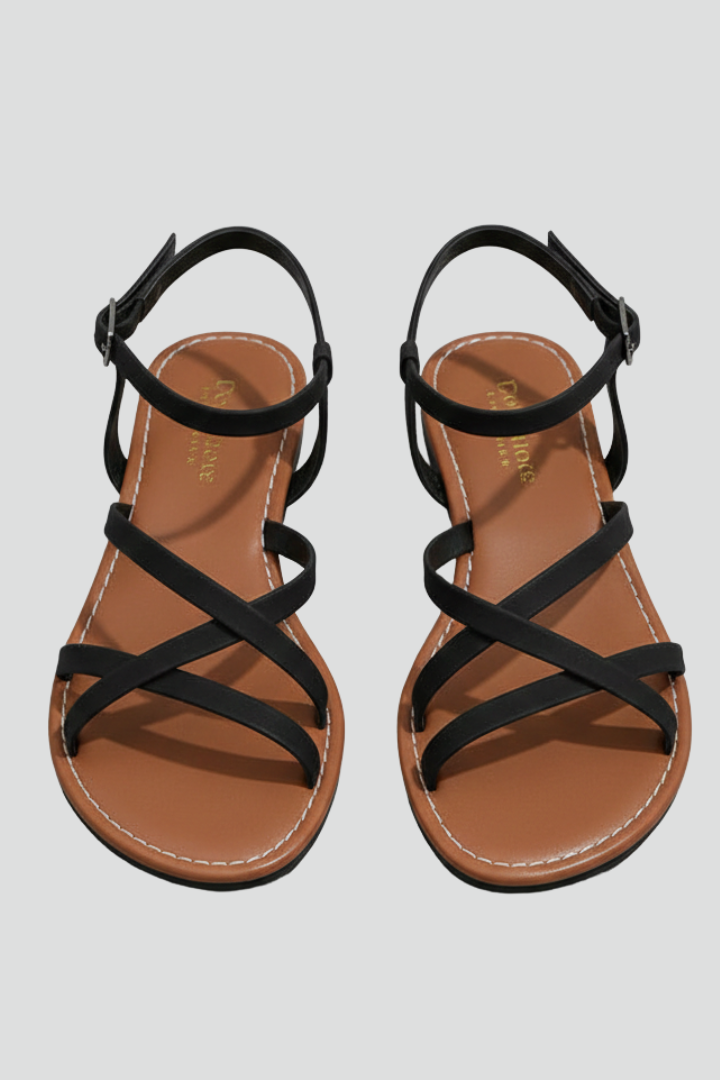 Amelia | Relaxed Strappy Ankle Strap Flat Sandals