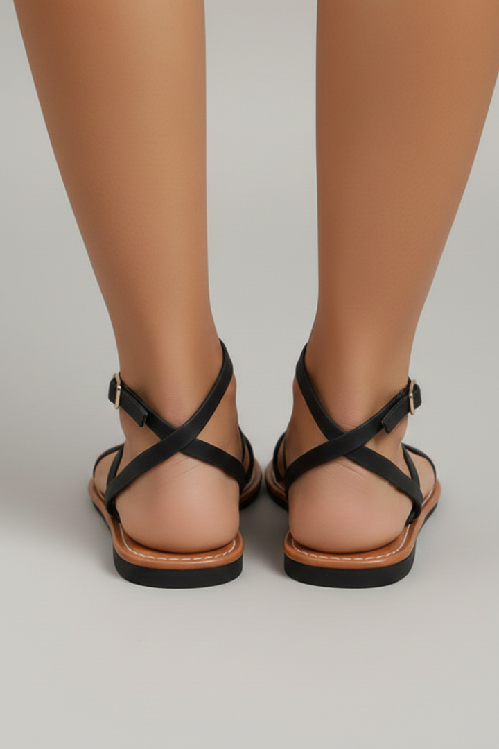 Amelia | Relaxed Strappy Ankle Strap Flat Sandals