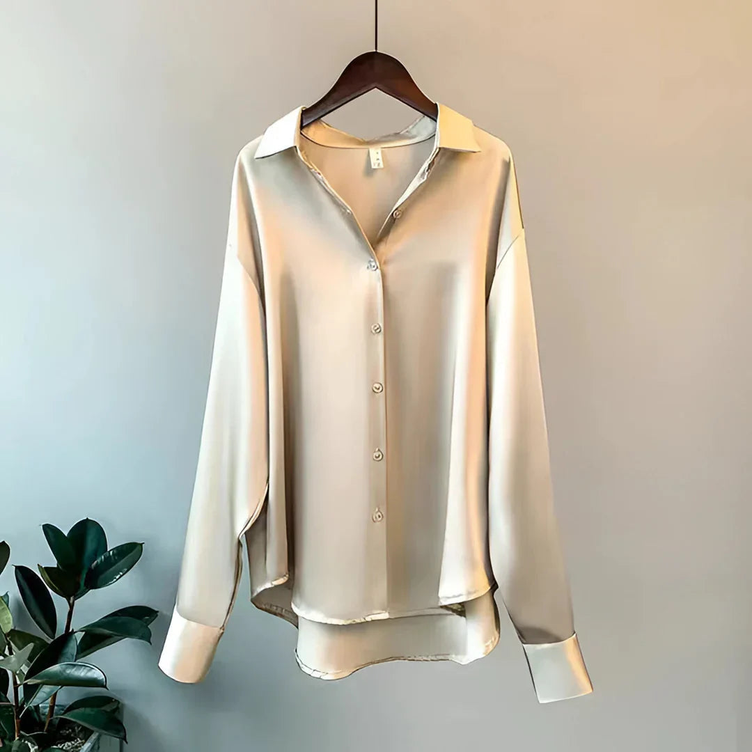 Amelia | Sophisticated Satin Button-Up Blouse