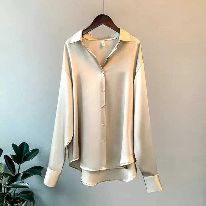 Amelia | Sophisticated Satin Button-Up Blouse