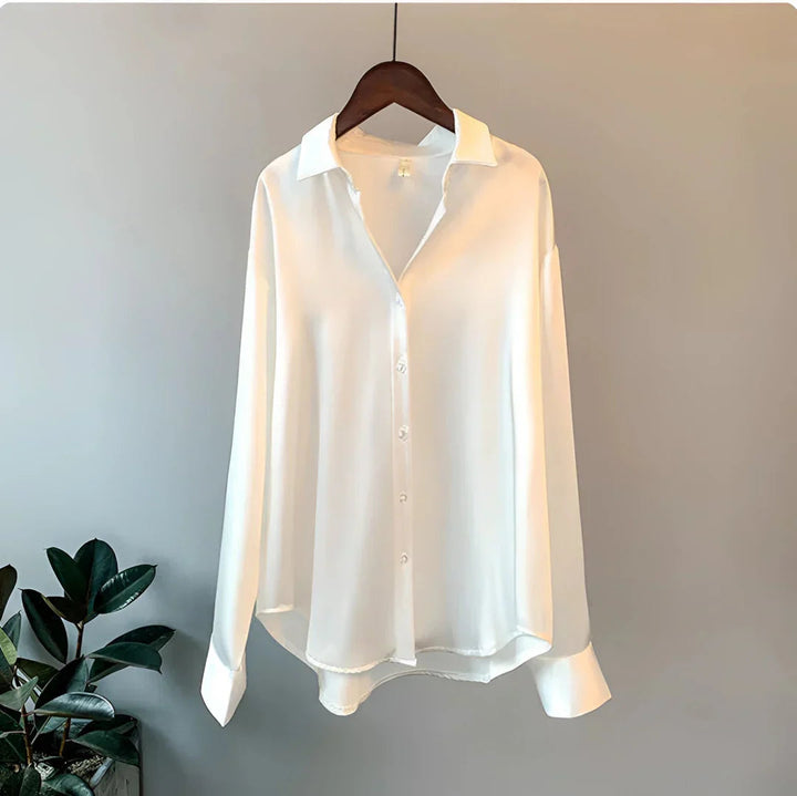 Amelia | Sophisticated Satin Button-Up Blouse