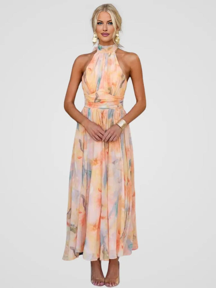 Amelia | Timeless Halter Neck Floral Print Cocktail Dress