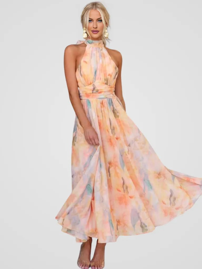Amelia | Timeless Halter Neck Floral Print Cocktail Dress