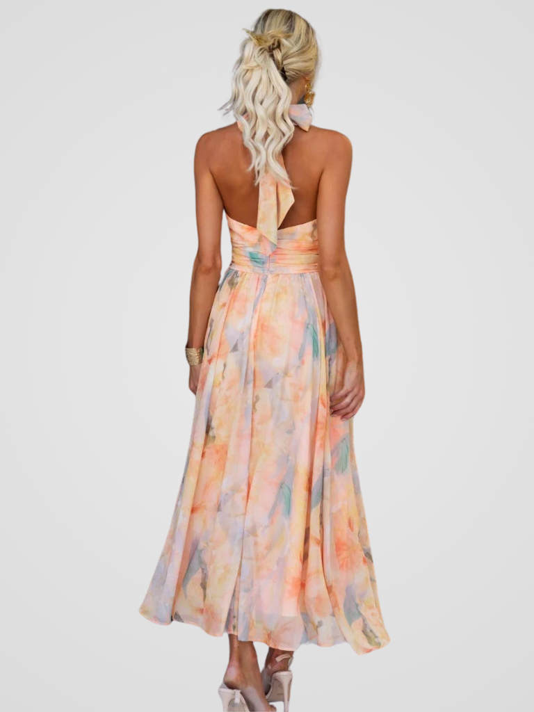 Amelia | Timeless Halter Neck Floral Print Cocktail Dress