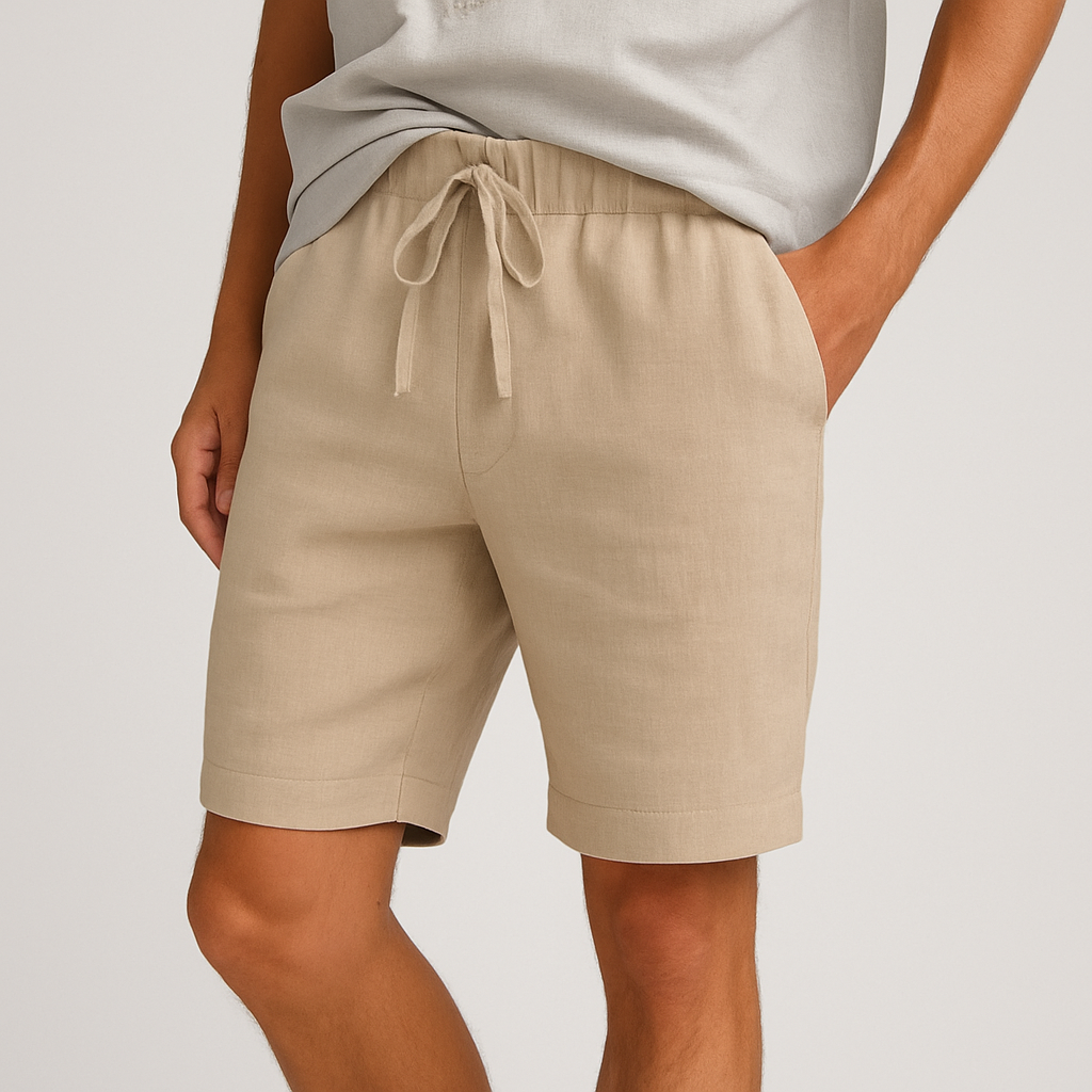 Archer | Elastic Waist Drawstring Linen Shorts