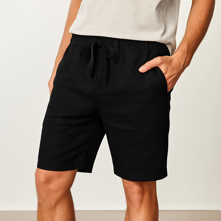 Archer | Elastic Waist Drawstring Linen Shorts
