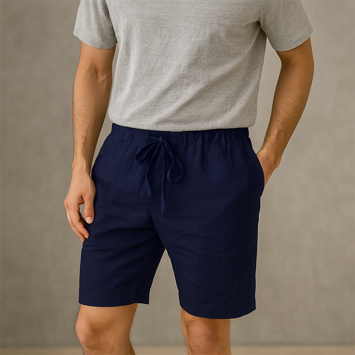 Archer | Elastic Waist Drawstring Linen Shorts