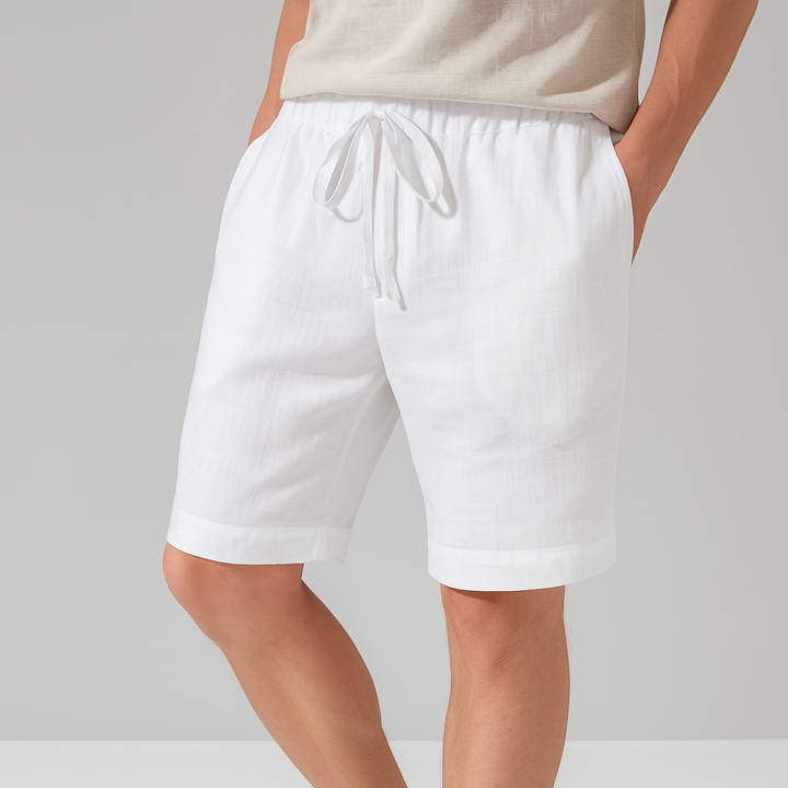 Archer | Elastic Waist Drawstring Linen Shorts