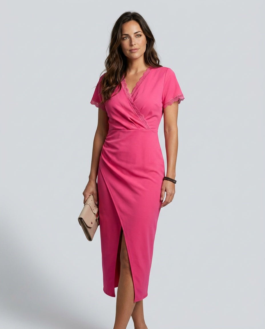Aria | Cosy Wrap Midi Race Dress with Front Slit