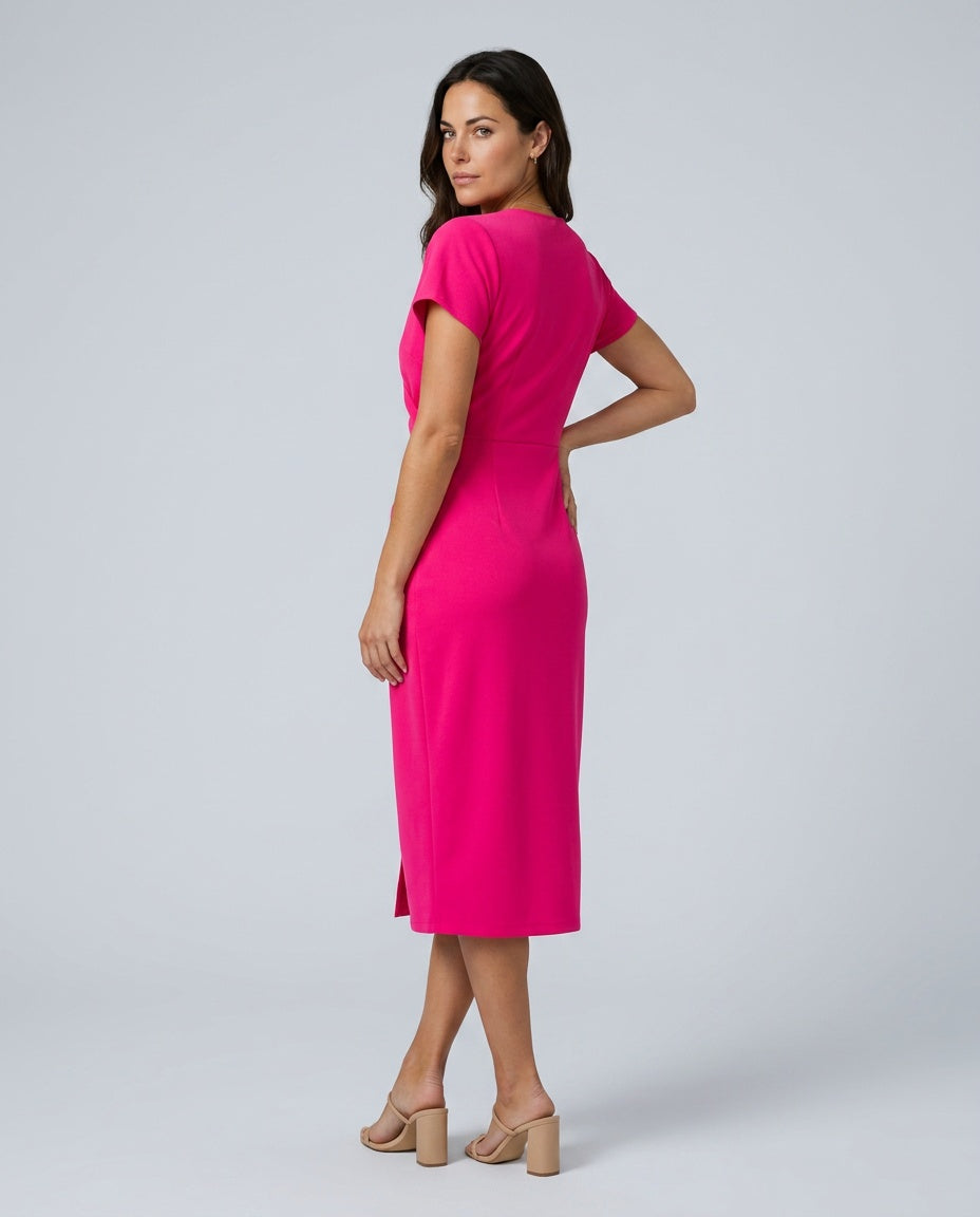 Aria | Cosy Wrap Midi Race Dress with Front Slit