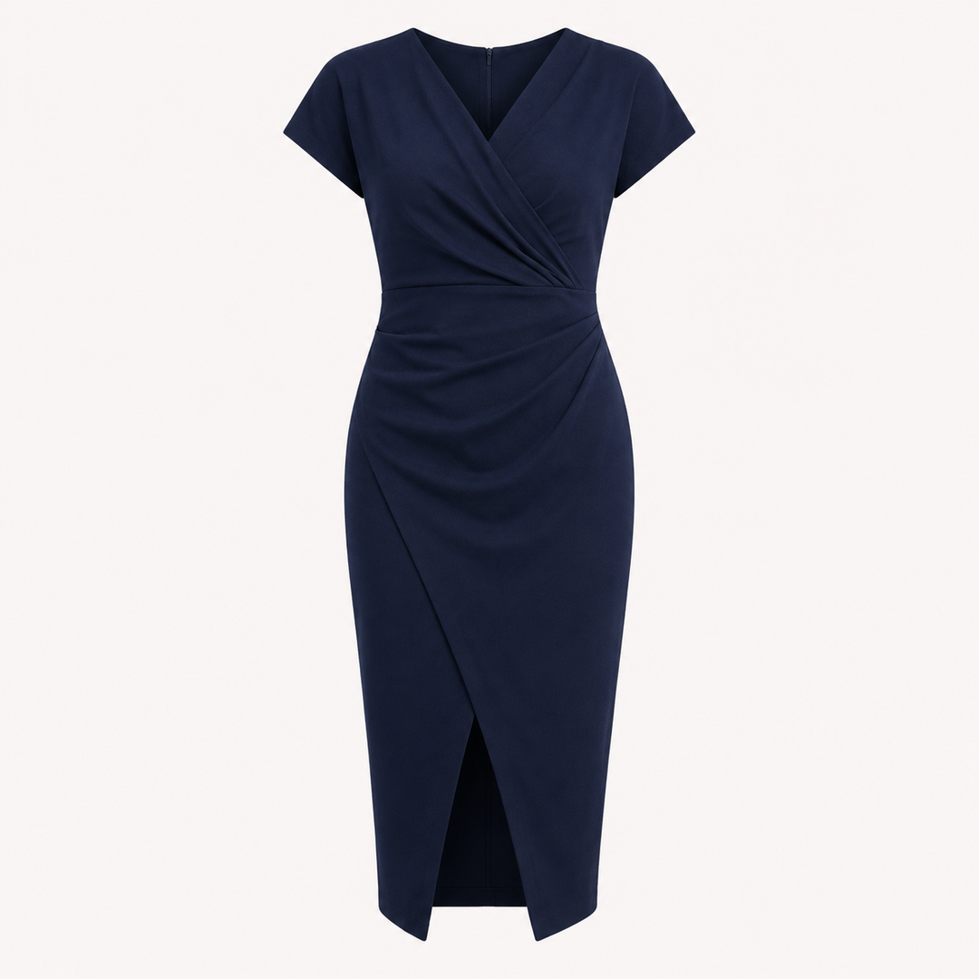 Aria | Cosy Wrap Midi Race Dress with Front Slit