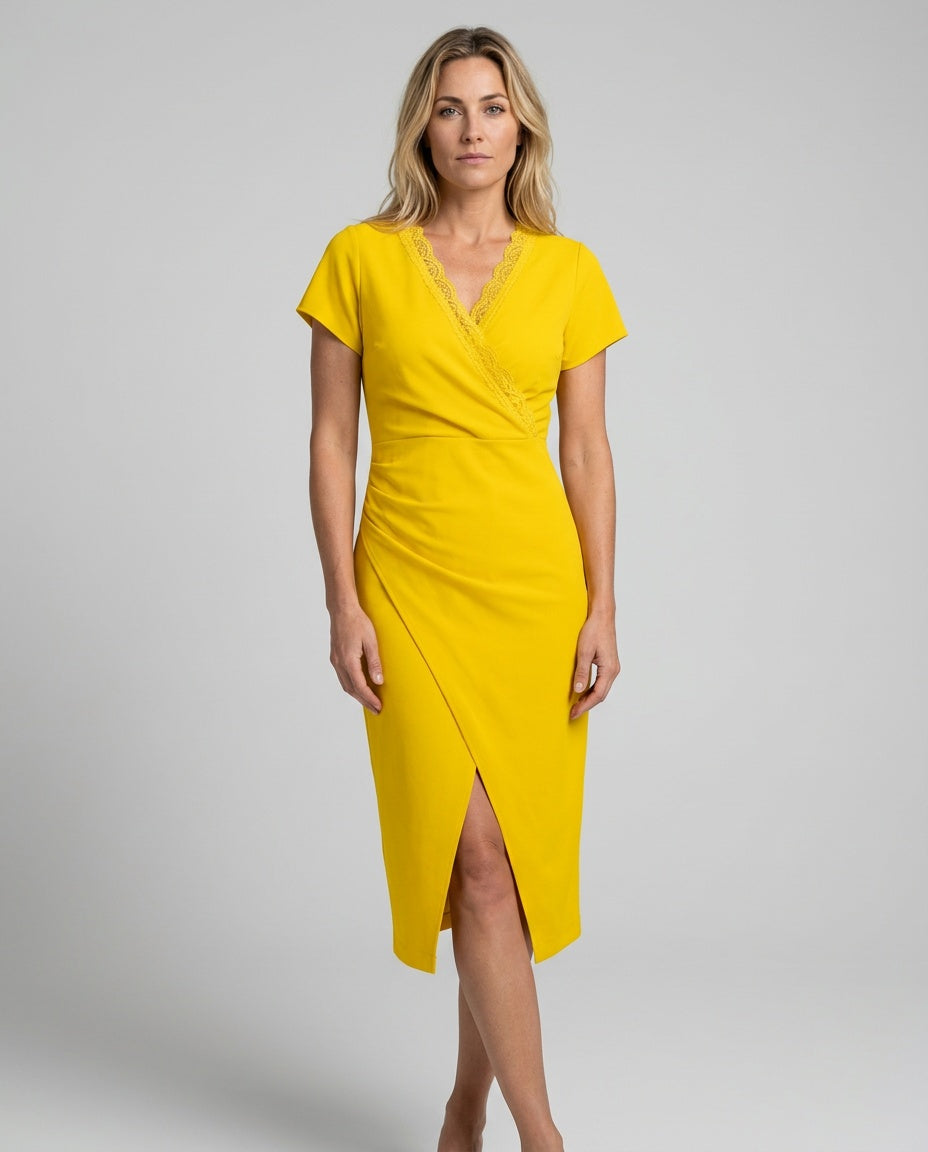 Aria | Cosy Wrap Midi Race Dress with Front Slit