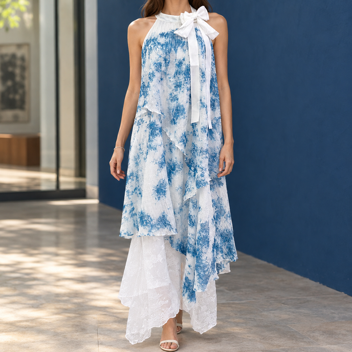 Aria | Graceful Asymmetric Halter Maxi Summer Dresses