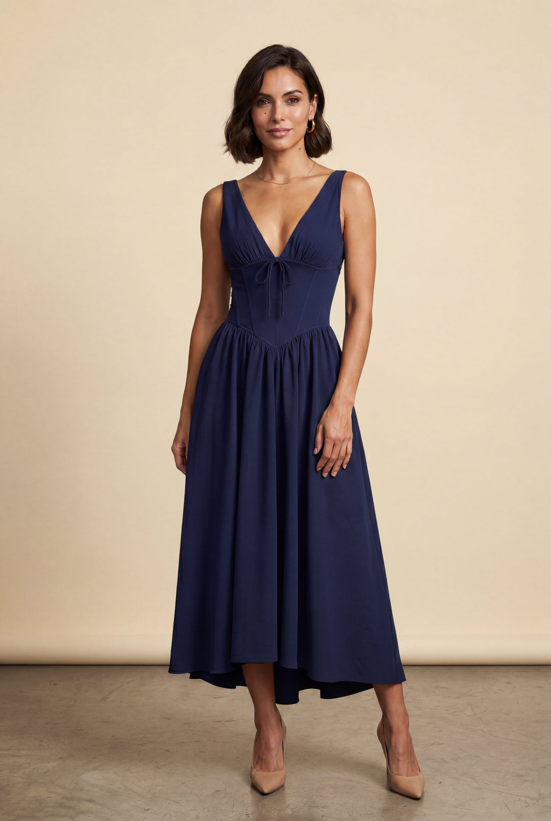 Aria | Graceful Corset Bodice Midi Races Dresses