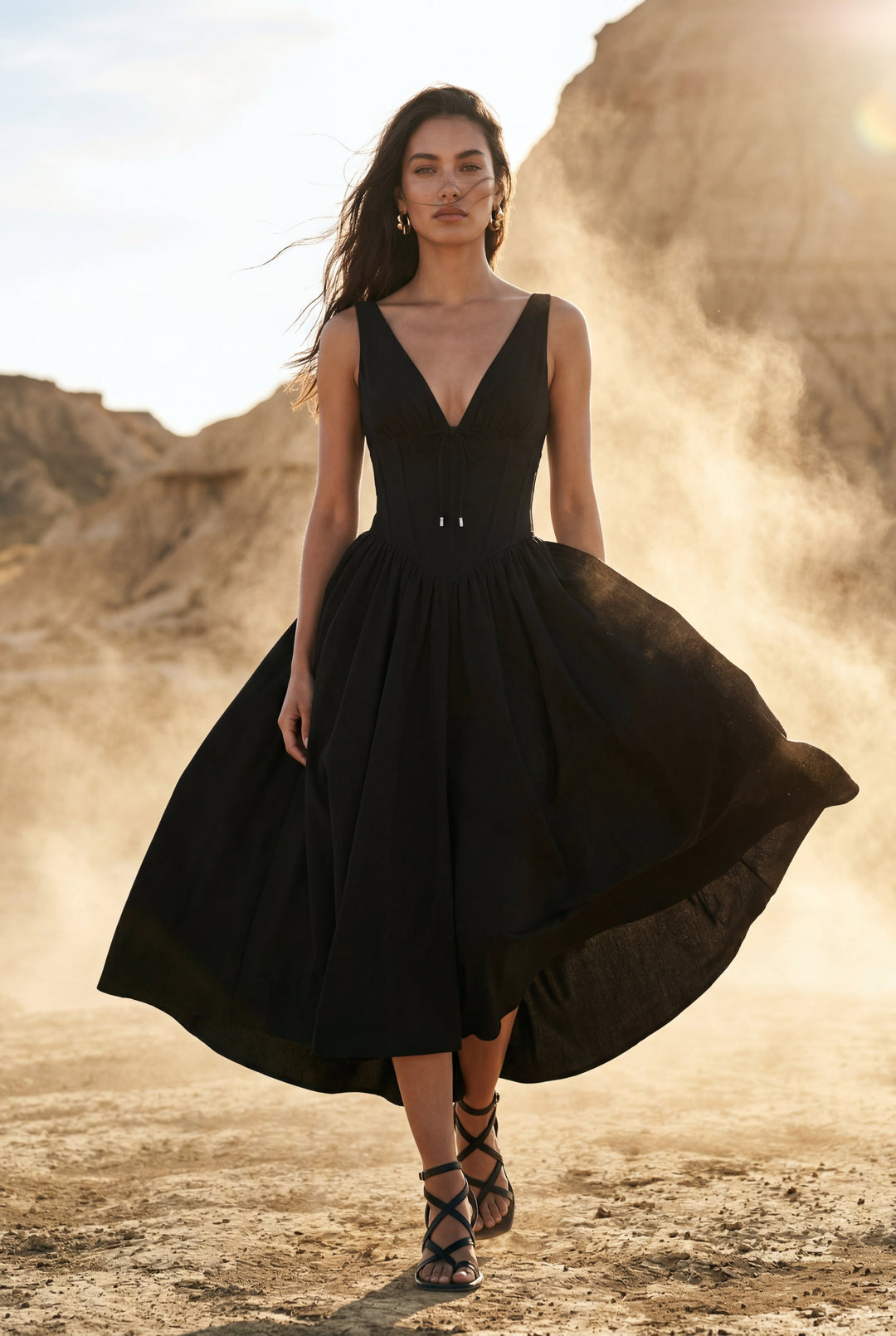 Aria | Graceful Corset Bodice Midi Races Dresses