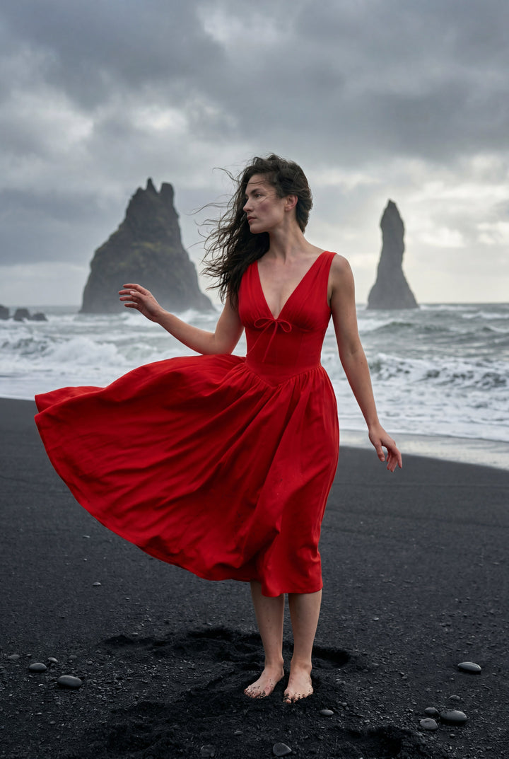 Aria | Graceful Corset Bodice Midi Races Dresses
