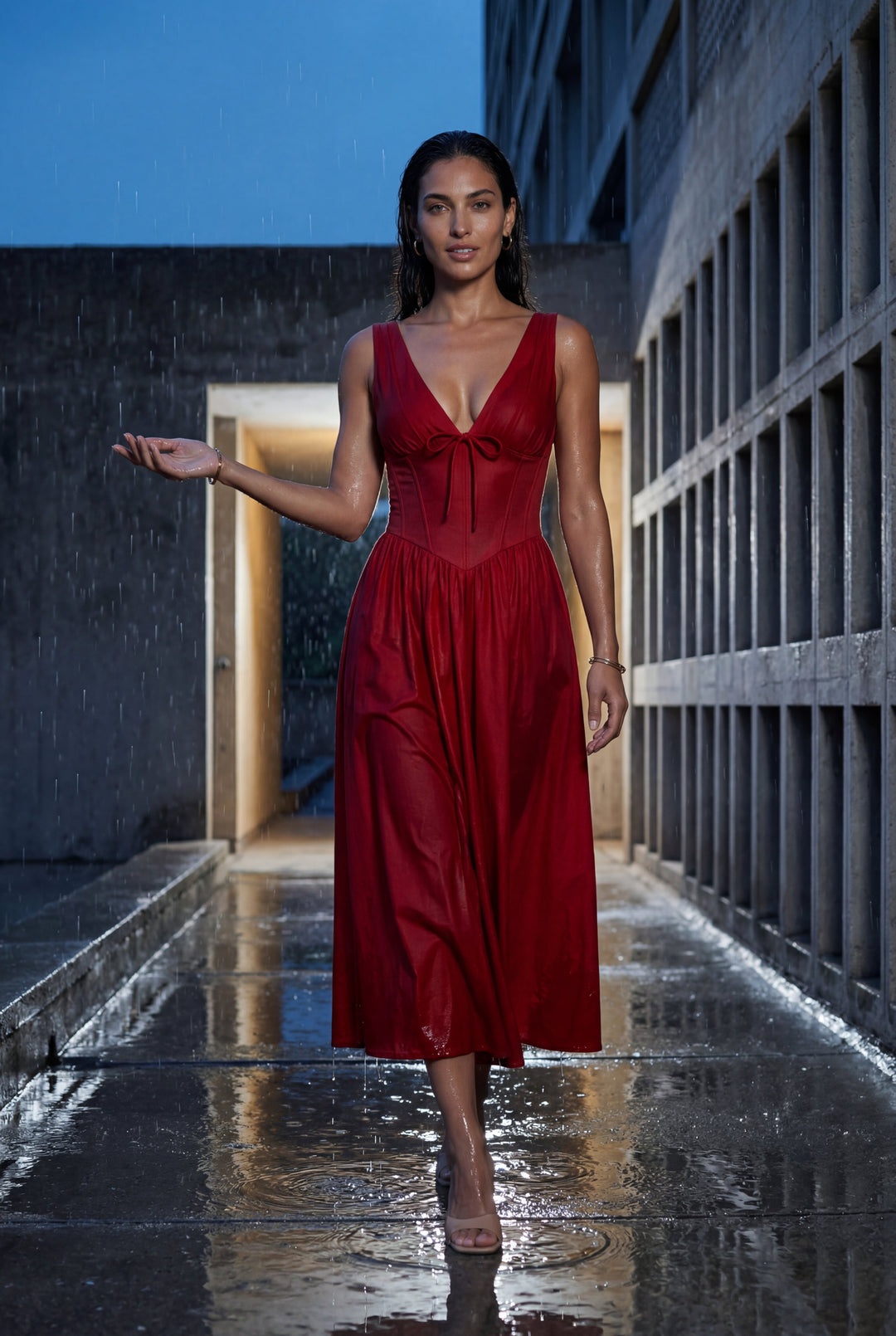 Aria | Graceful Corset Bodice Midi Races Dresses