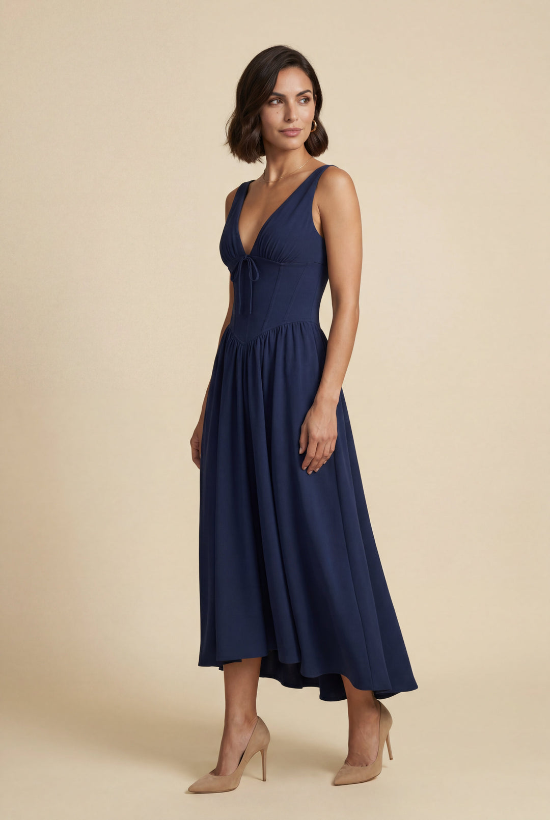 Aria | Graceful Corset Bodice Midi Races Dresses