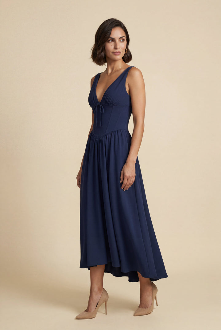 Aria | Graceful Corset Bodice Midi Races Dresses
