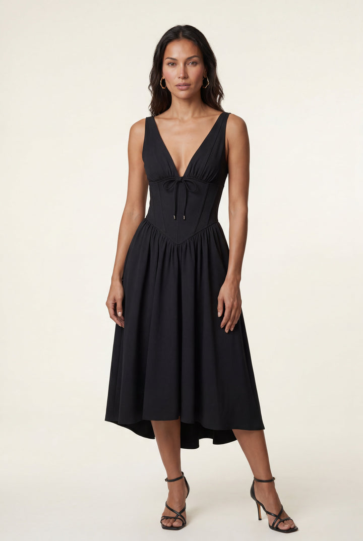 Aria | Graceful Corset Bodice Midi Races Dresses