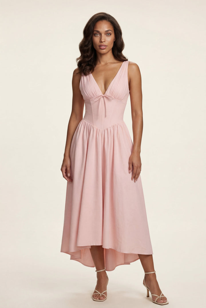 Aria | Graceful Corset Bodice Midi Races Dresses