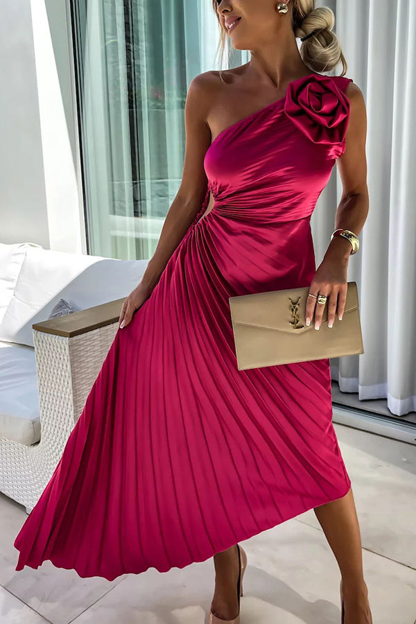 Aria | Polished Pleated One-Shoulder Race Dress