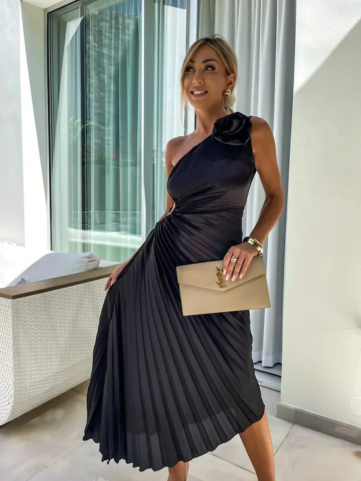 Aria | Polished Pleated One-Shoulder Race Dress