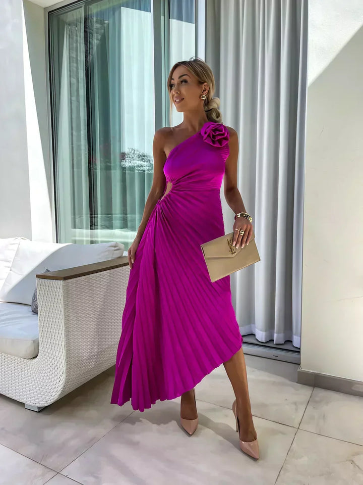 Aria | Polished Pleated One-Shoulder Race Dress