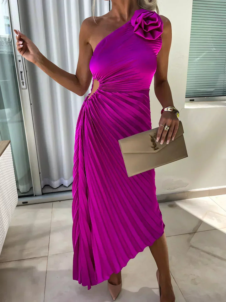 Aria | Polished Pleated One-Shoulder Race Dress
