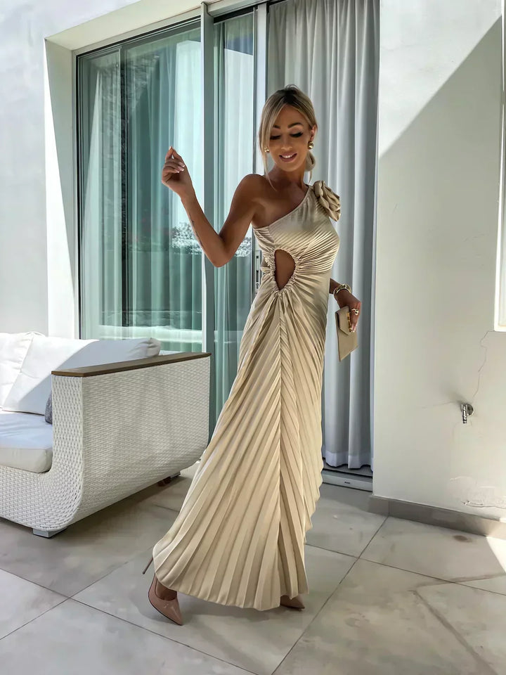 Aria | Polished Pleated One-Shoulder Race Dress
