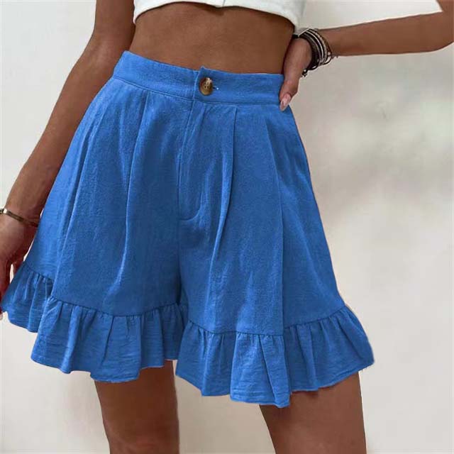 Aria | Relaxed High-Waist Ruffle Hem Shorts