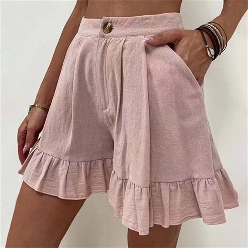 Aria | Relaxed High-Waist Ruffle Hem Shorts