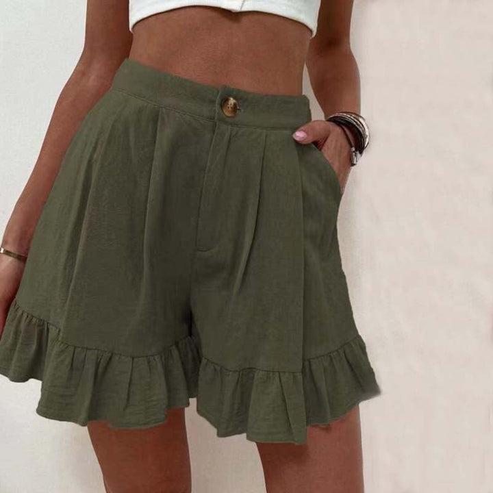 Aria | Relaxed High-Waist Ruffle Hem Shorts