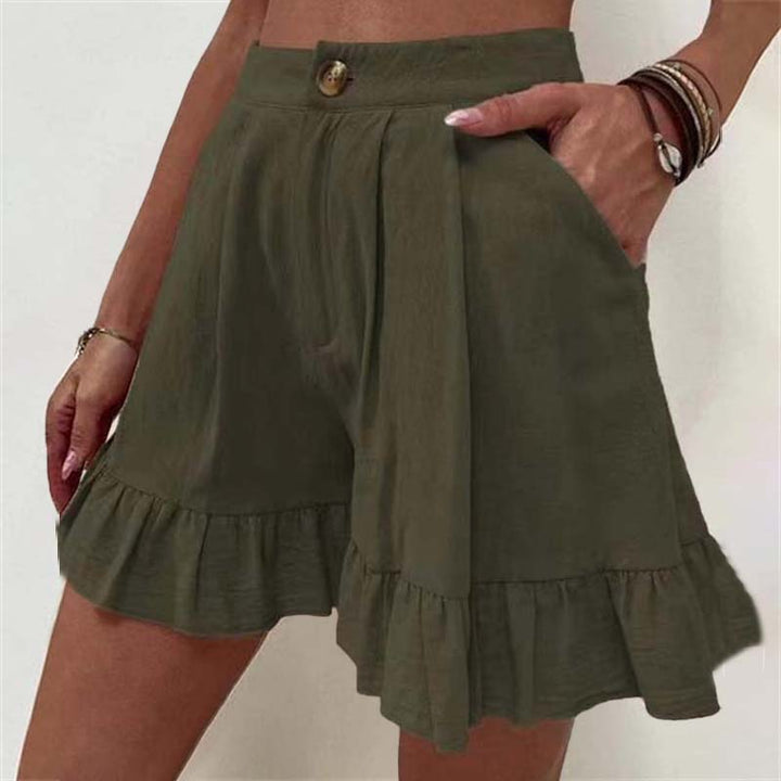 Aria | Relaxed High-Waist Ruffle Hem Shorts