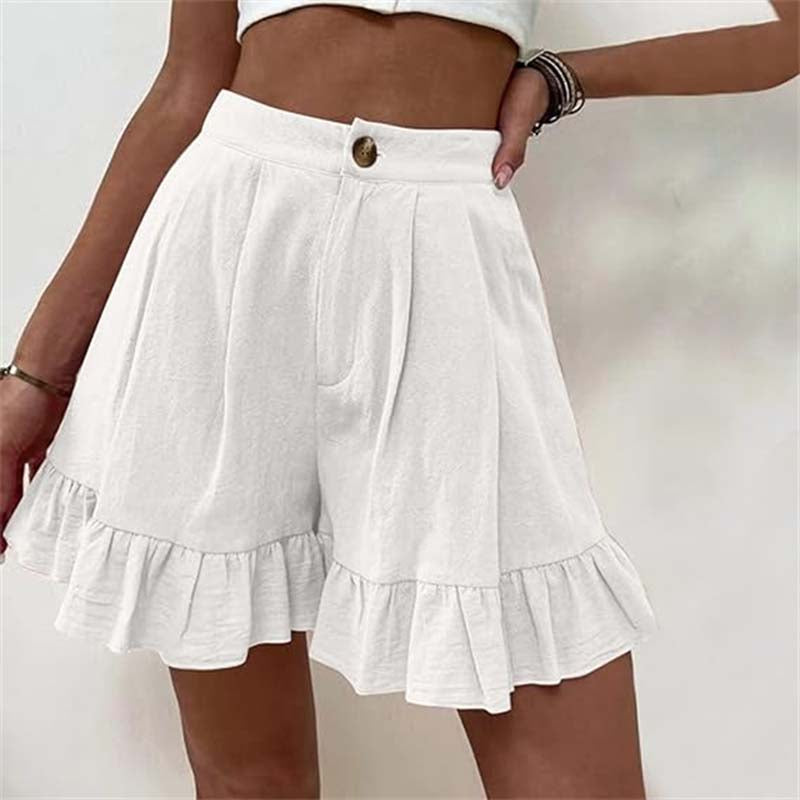 Aria | Relaxed High-Waist Ruffle Hem Shorts