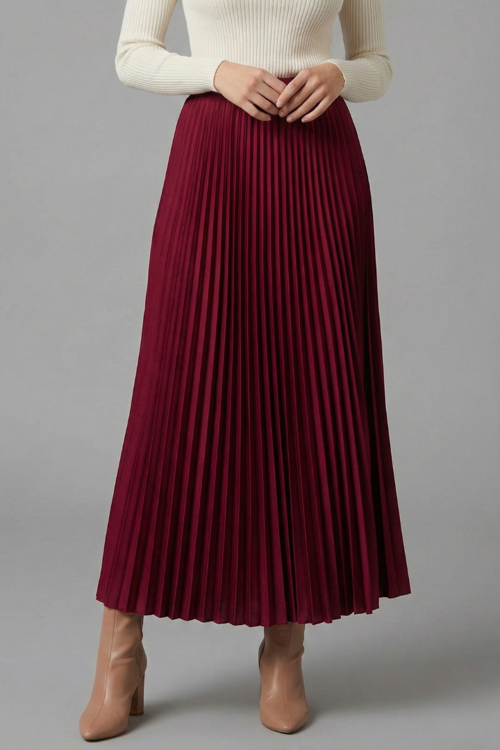 Aria | Relaxed High Waisted Pleated Maxi Skirt