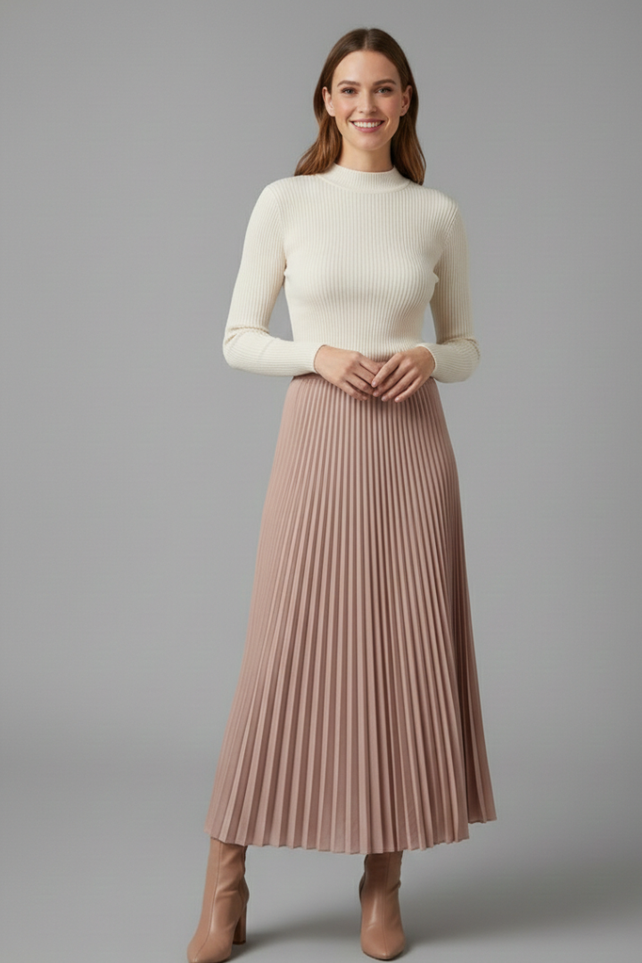 Aria | Relaxed High Waisted Pleated Maxi Skirt