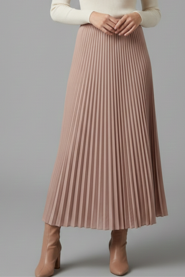 Aria | Relaxed High Waisted Pleated Maxi Skirt