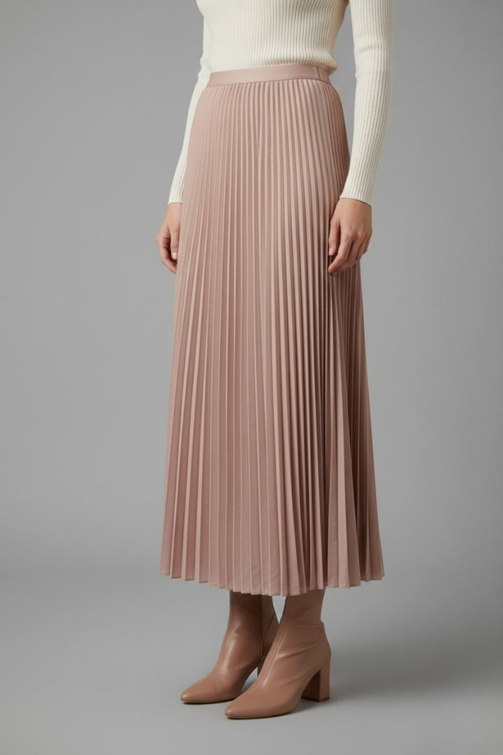 Aria | Relaxed High Waisted Pleated Maxi Skirt