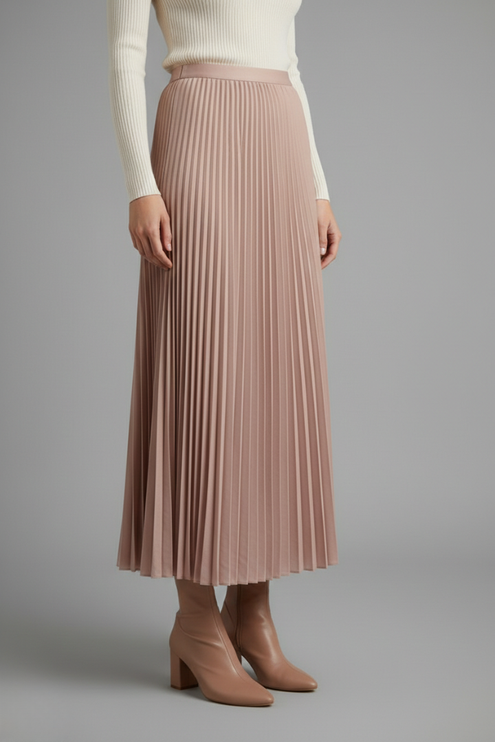 Aria | Relaxed High Waisted Pleated Maxi Skirt