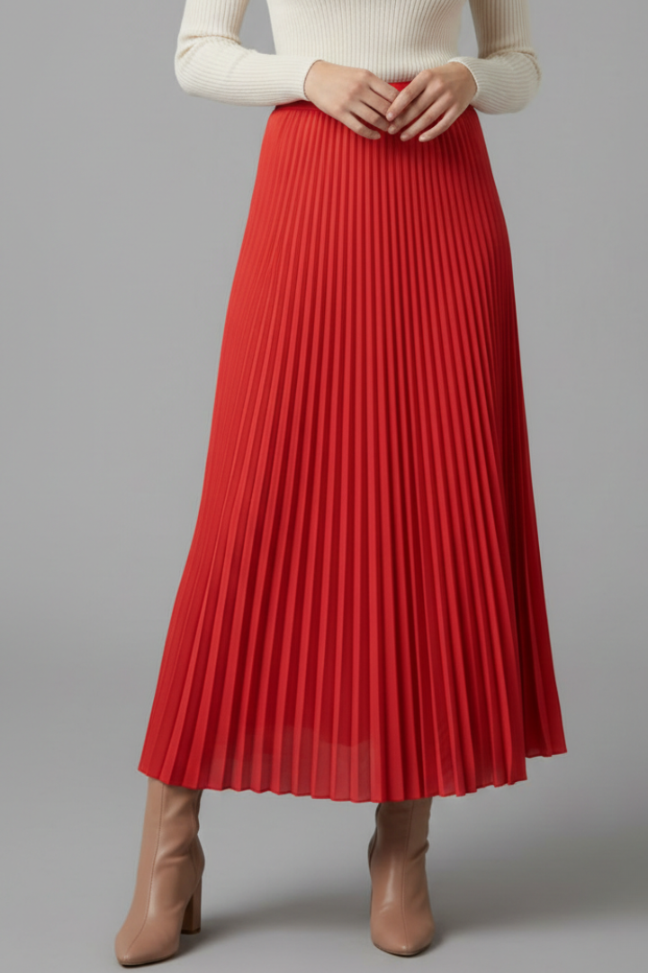 Aria | Relaxed High Waisted Pleated Maxi Skirt