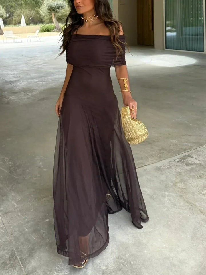 Aria | Sophisticated Off-the-Shoulder Cocktail Maxi Dress