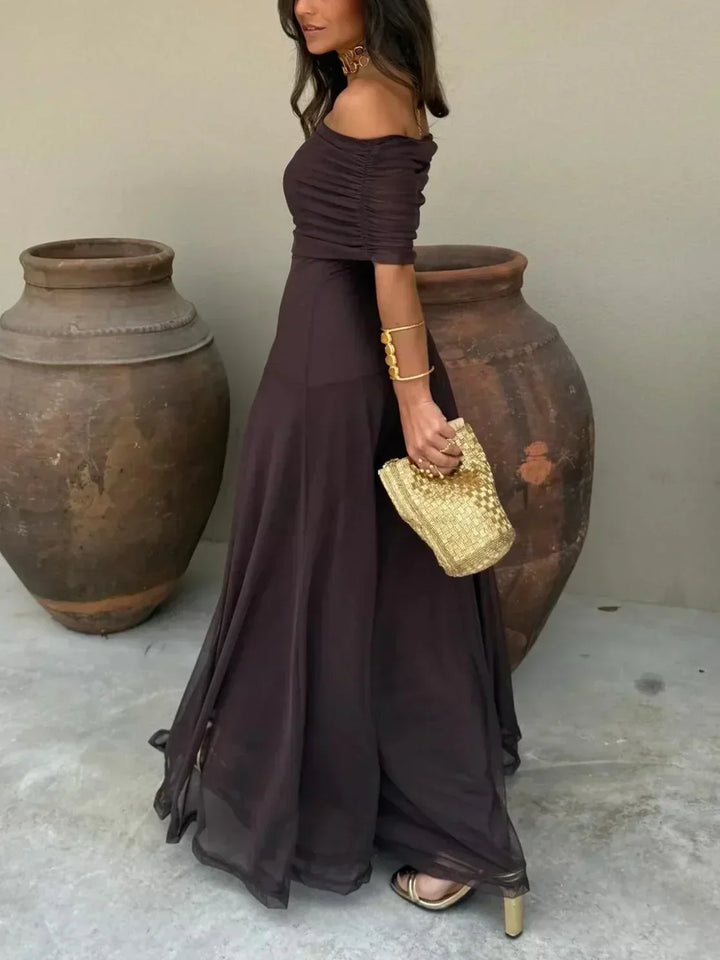 Aria | Sophisticated Off-the-Shoulder Cocktail Maxi Dress