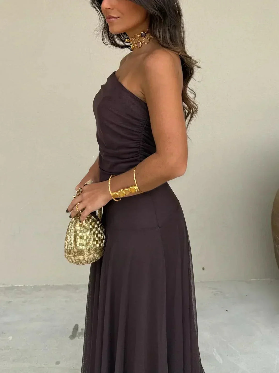 Aria | Sophisticated Off-the-Shoulder Cocktail Maxi Dress